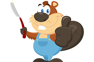 Cute Beaver Cartoon Character, an Animal Illustration by HitToon