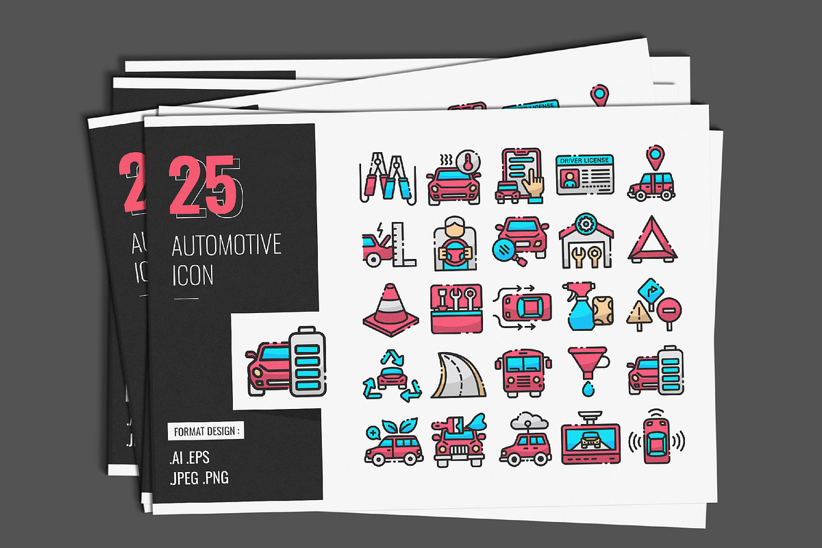 Automotive Icons Design, a Duotone Icon by shin_std