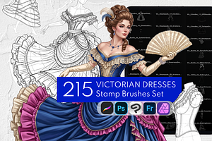 215 Victorian Dress Procreate Stamps
