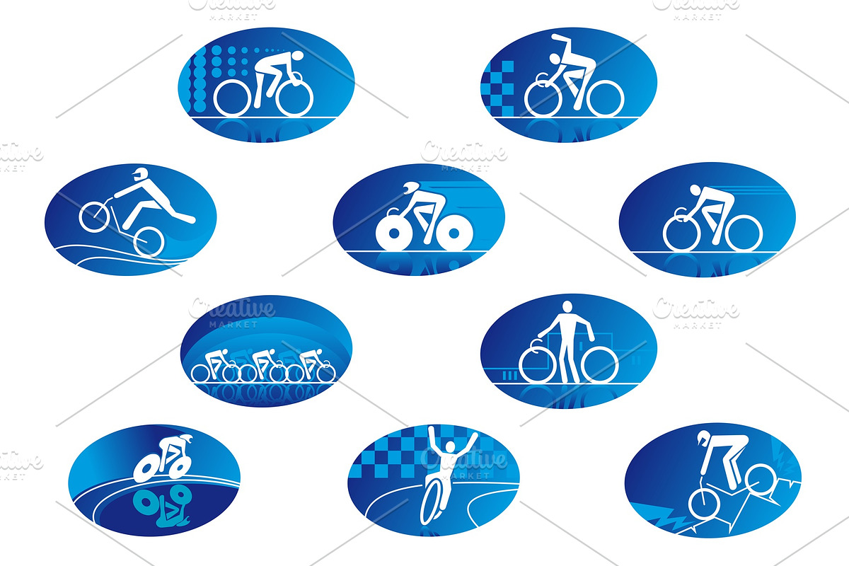 Blue bicycle sport icons, a Solid Icon by Vector Tradition (Photo 3 of 3)