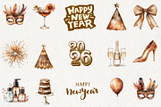 Boho New Year's Eve Clipart, an Illustration by NadiaTheronArt (Thumbnail 3 of 5)
