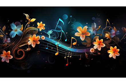 rhythm music notes with flowers ai, a Technology Photo by pikepicture