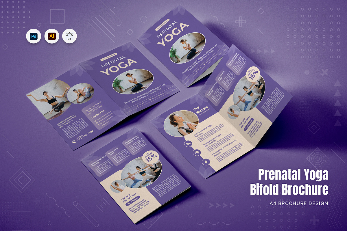 Prenatal Yoga Bifold Brochure, a Brochure Template by Fannan Studio