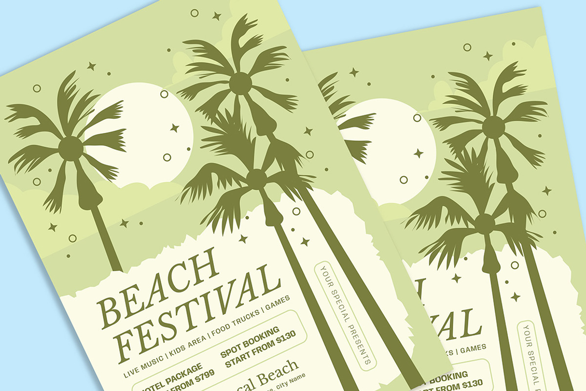 Beach Festival Flyer, a Flyer Template by Gumico Studio. (Photo 3 of 3)