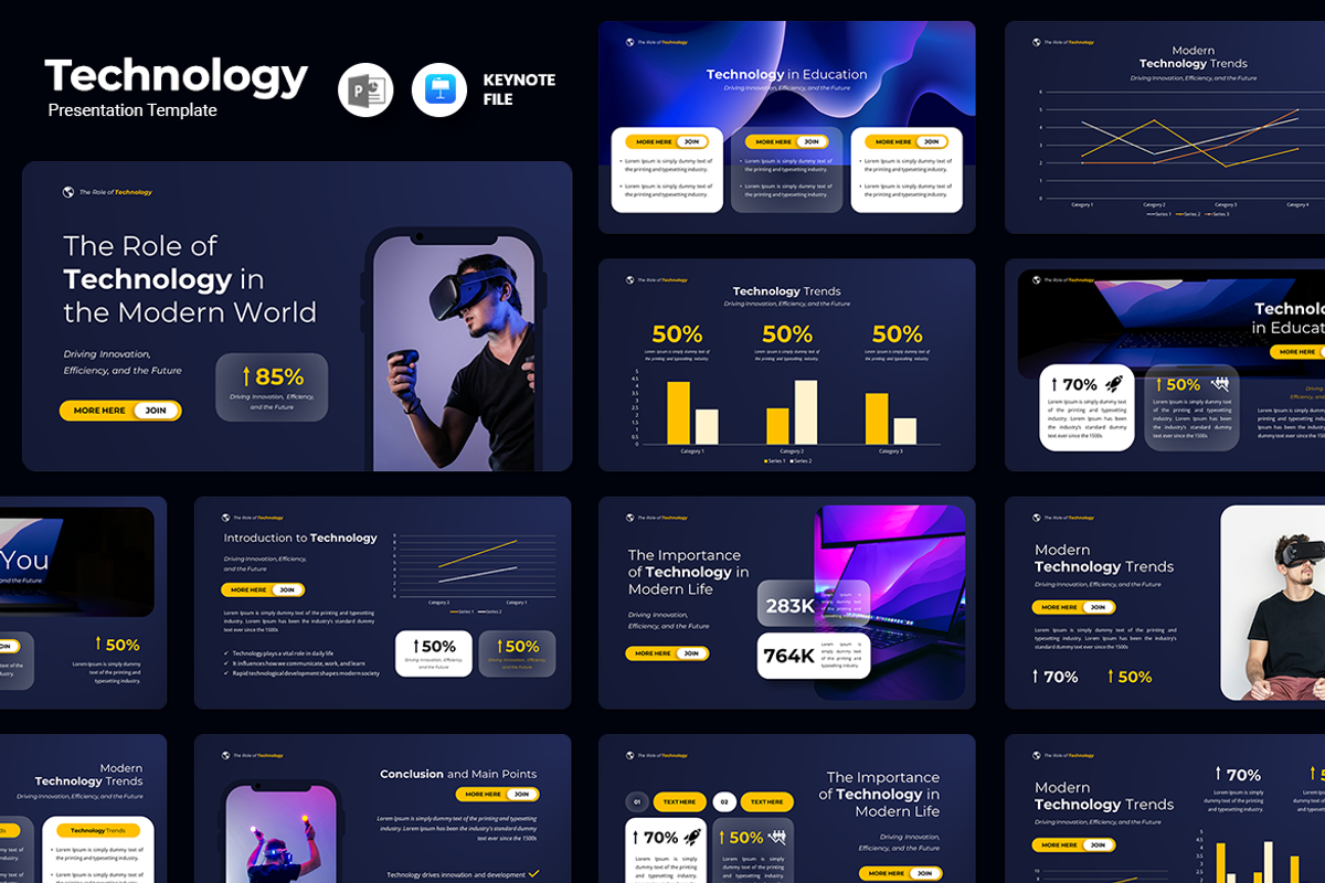 Dark Gradient Technology - Keynote, a Presentation Template by Iqsiart Studio (Photo 1 of 3)