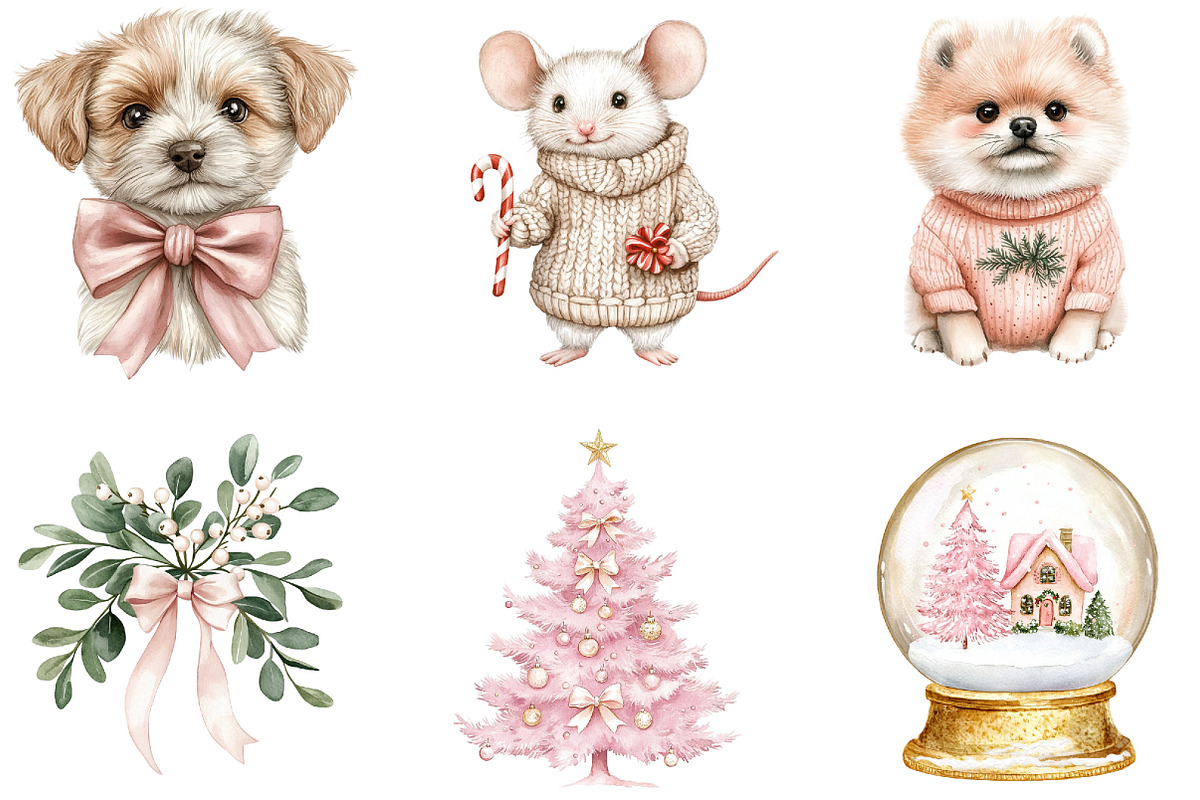 Watercolor Whimsy Christmas Clipart, a Seasonal Illustration by Designking (Photo 3 of 4)