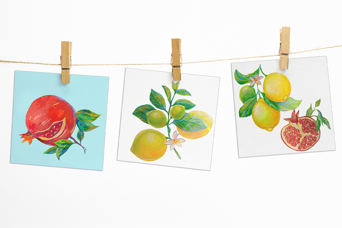 Lemons, Pomegranates elements, frame, an Object Graphic by Alena Lazareva (Photo 9 of 10)
