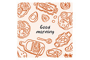 Doodle morning, breakfast food cards, a Food Illustration by Good Studio (Thumbnail 3 of 6)