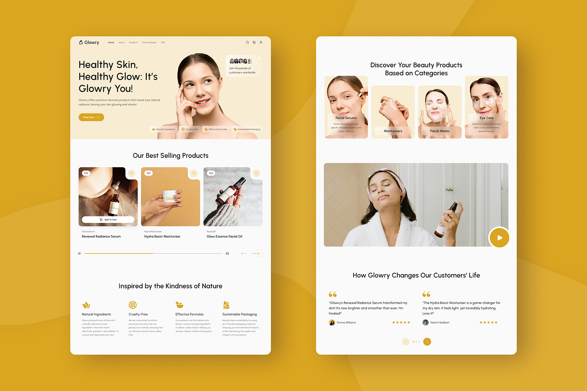 Glowry - Skincare Landing Page, an UI Kit Template by peterdraw (Photo 3 of 3)