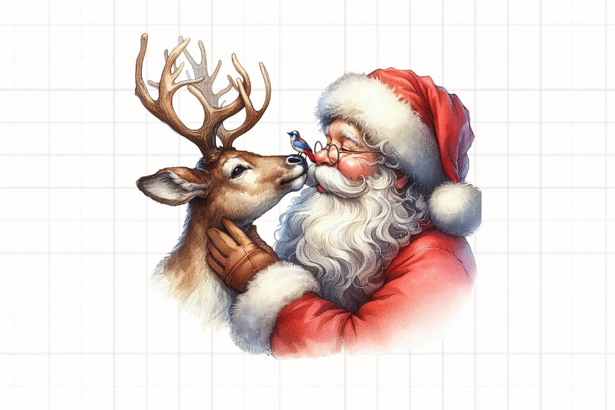 Santa & Reindeer Christmas Clipart, an Illustration by CrexoraLab (Photo 4 of 5)