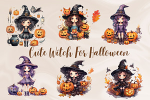 Cute Witch For Autumn Halloween