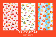 Summer Fruits Seamless patterns, an Illustration by JennyColorArt (Thumbnail 1 of 6)