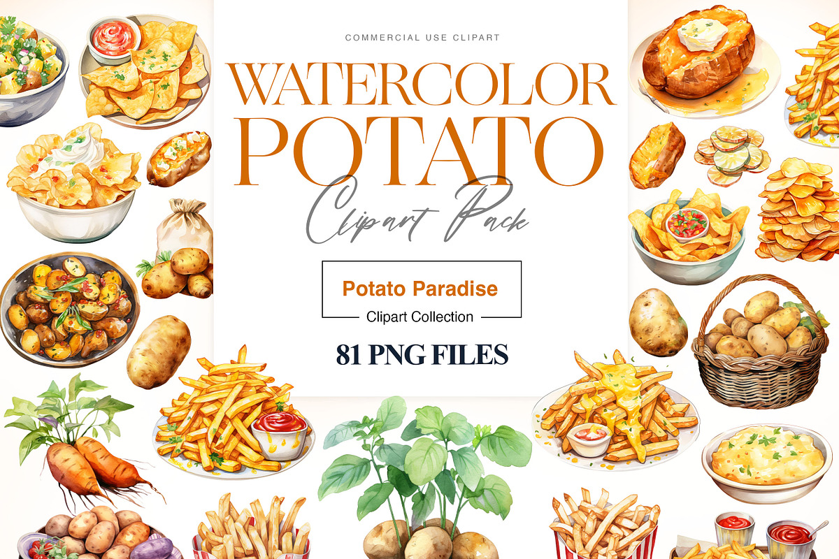 Watercolor Potato Clipart, Potato PNG