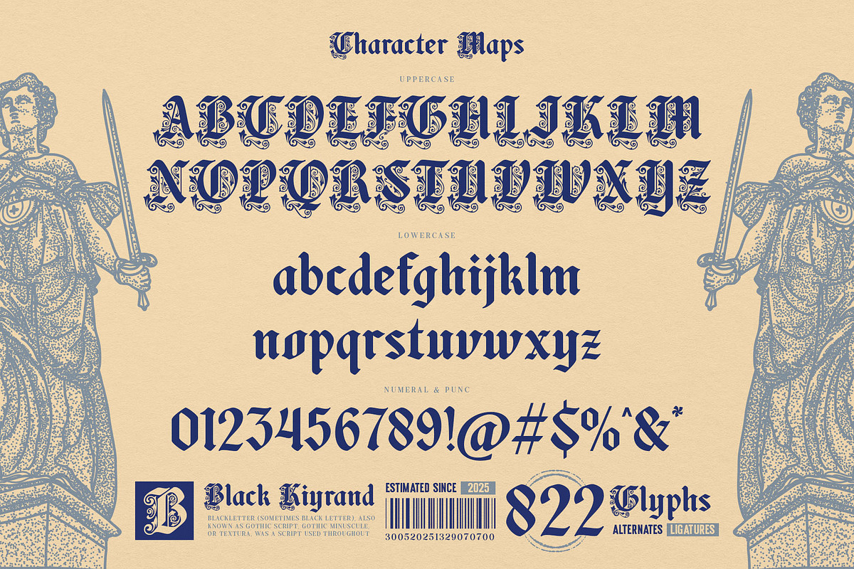 Black Kiyrand Typeface, a Blackletter Font by alit design (Photo 3 of 17)
