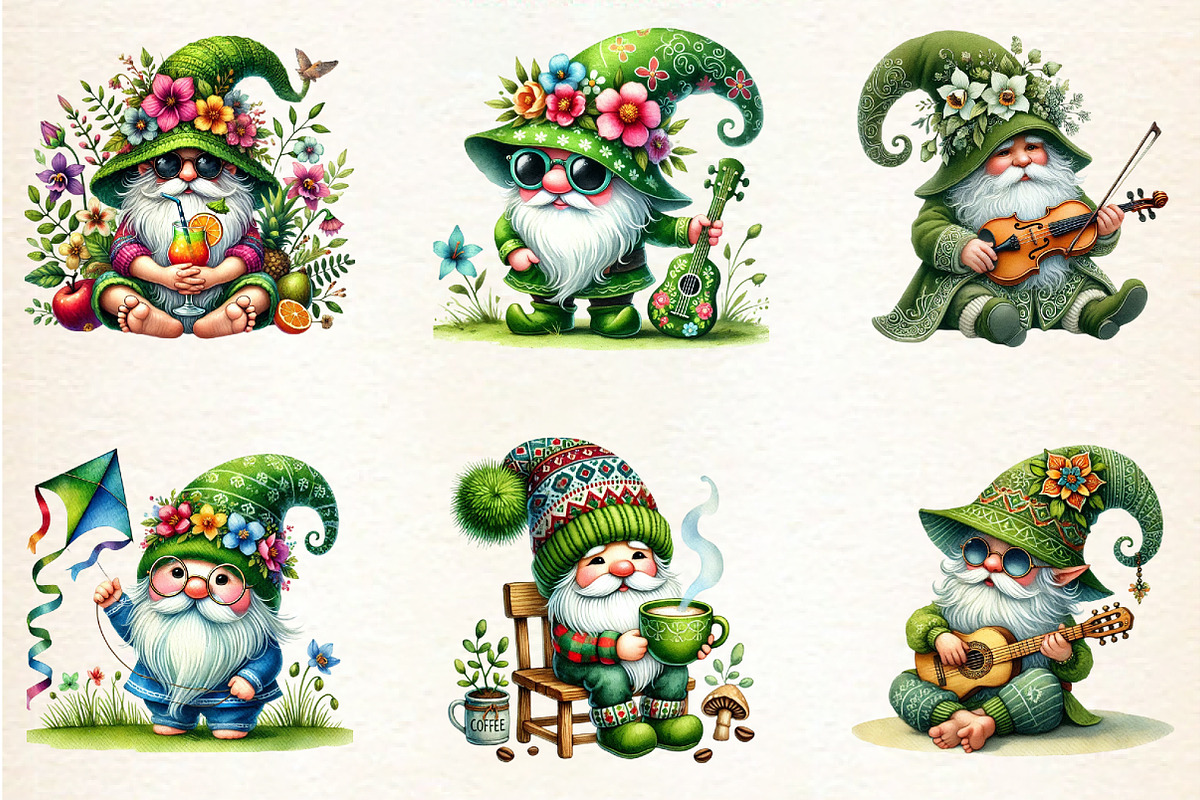 Funny Spring Gnome Clipart, an Illustration by DreamArtGraphic (Photo 5 of 5)