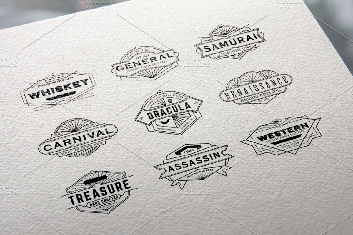 30 Line Art Badge & Frame Label, a Decorative Illustration by Raftel (Photo 7 of 12)