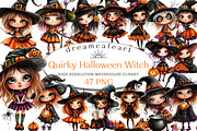 Quirky Halloween Witch Clipart, an Illustration by DreamCafeArt (Thumbnail 1 of 8)