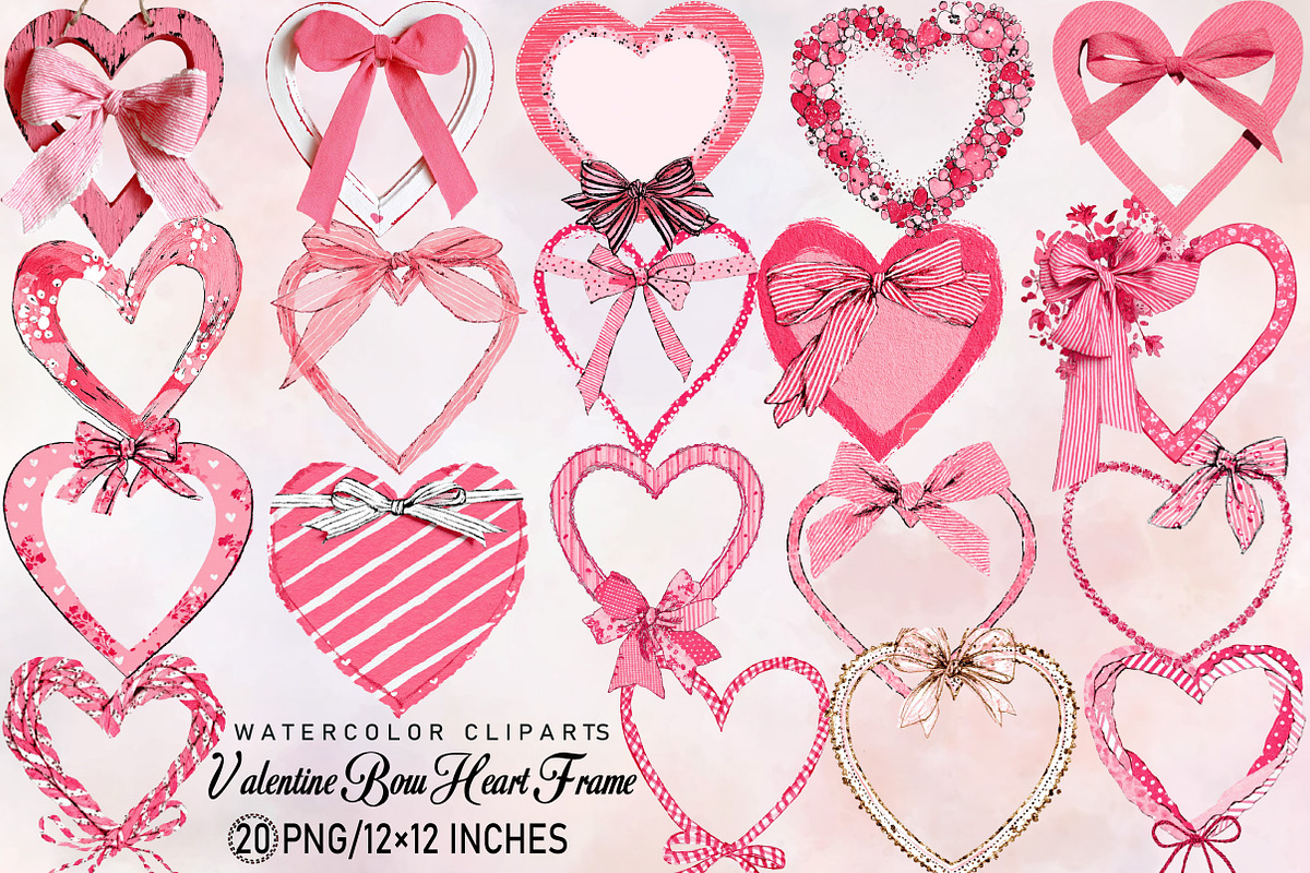 Valentine Bow Heart Frame Bundle, an Illustration by SVGArt (Photo 1 of 8)