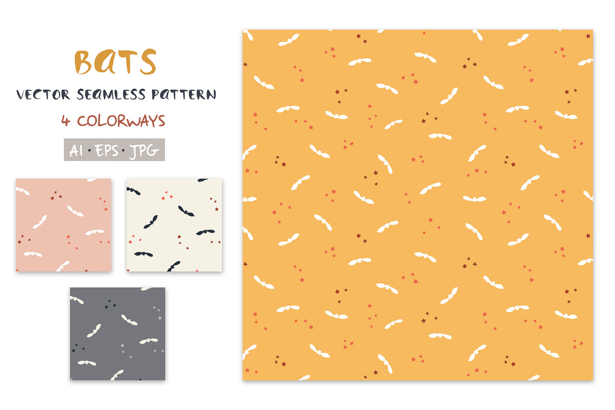 Bats vector pattern - Halloween, a Pattern Graphic by Marta Munte Designs