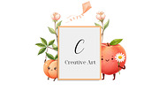 Watercolor Cute Peaches Garden Fruit, an Illustration by Creative Art (Thumbnail 10 of 10)