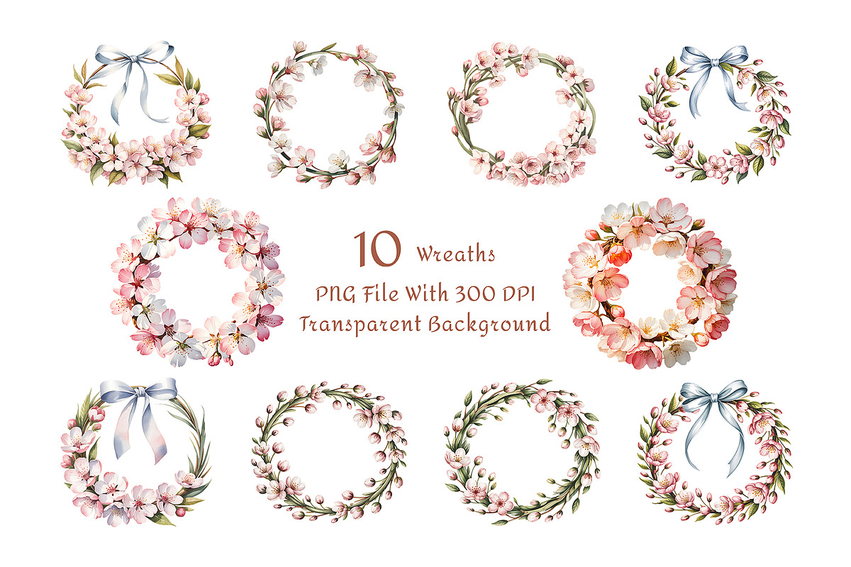 Cherry Blossom Watercolor Clipart, a Decorative Illustration by ForhadGFX (Photo 6 of 13)