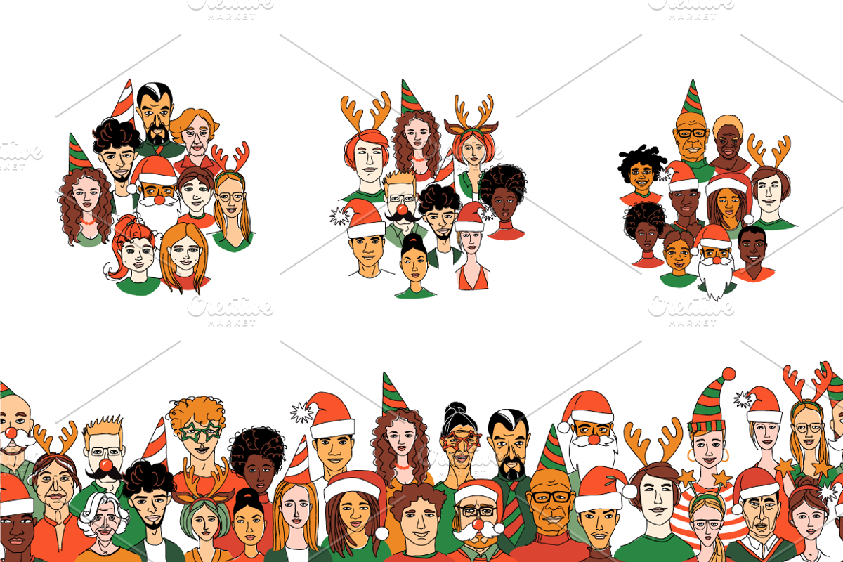 Festive Diverse Portrait Pattern, a Pattern Graphic by VasilkovS (Photo 3 of 6)
