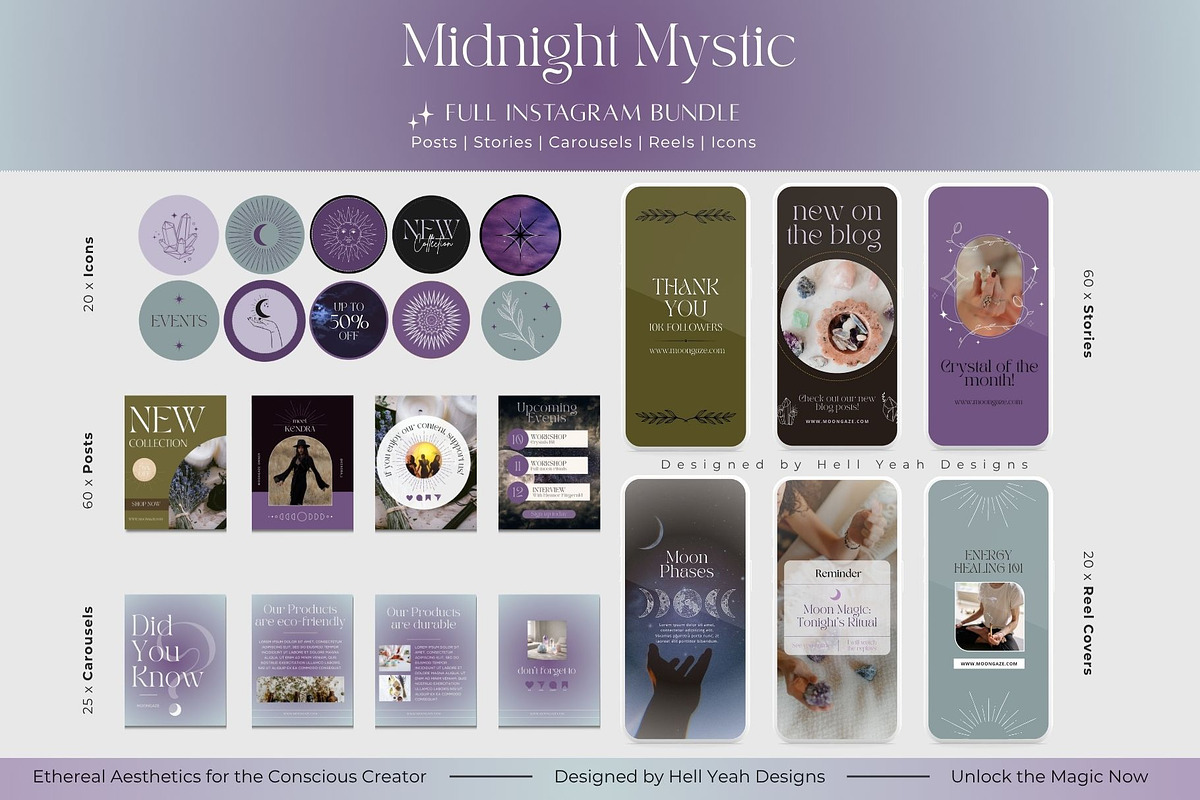 Midnight Instagram Templates Bundle, a Social Media Template by Hell Yeah Designs (Photo 5 of 13)