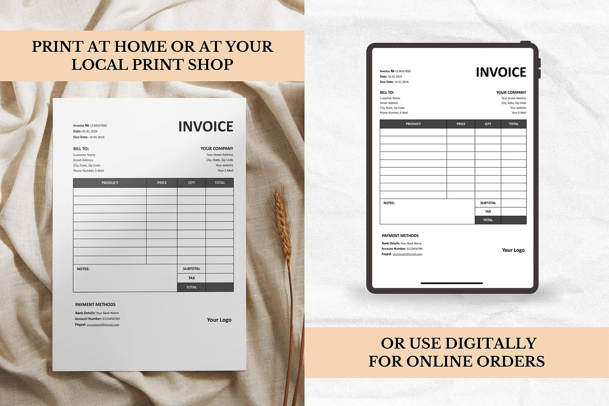 Minimalist Invoice Template, a Stationery Template by Anna Design Studio (Photo 4 of 6)