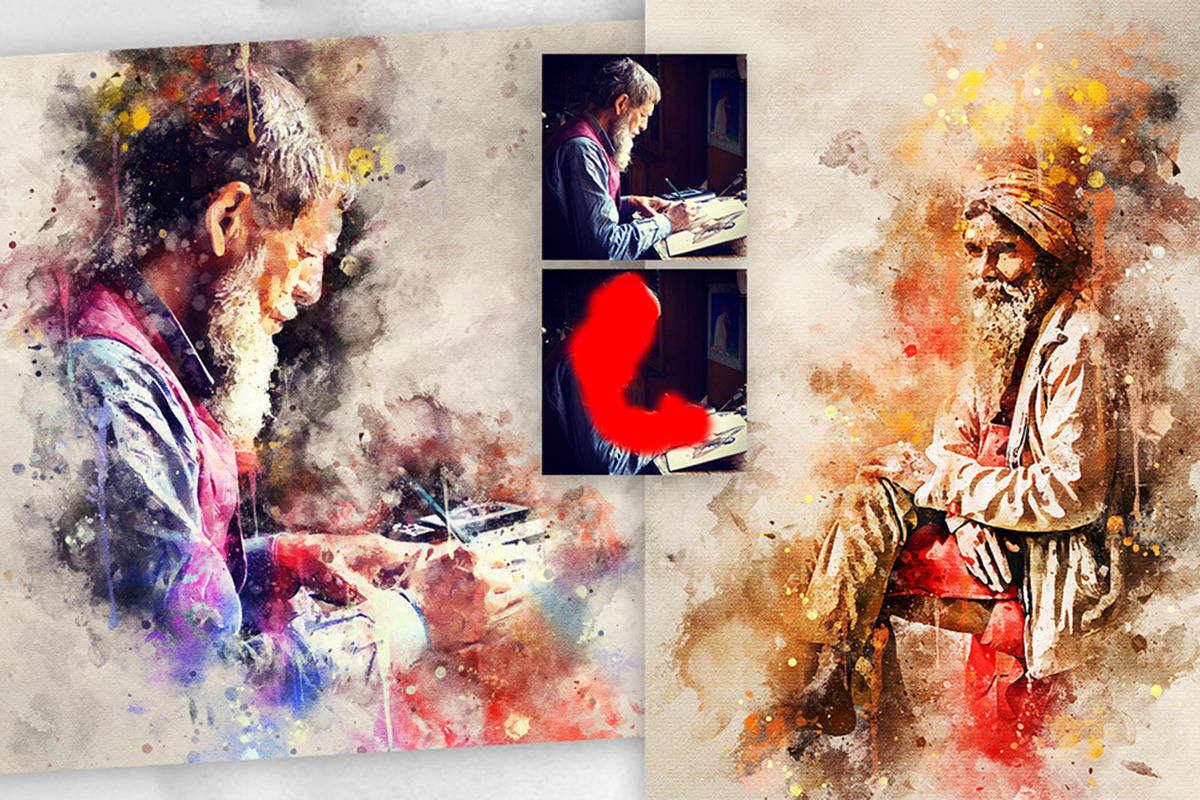 Splatter Watercolor Photoshop Action, an Action Add-On by GorynArt (Photo 11 of 20)