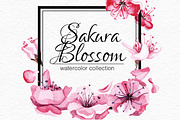 Watercolor Sakura blossom collection, an Object Graphic by Satika (Thumbnail 1 of 9)