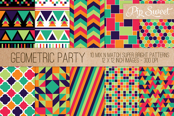 Geometric Party 10 Pattern Set preview 3