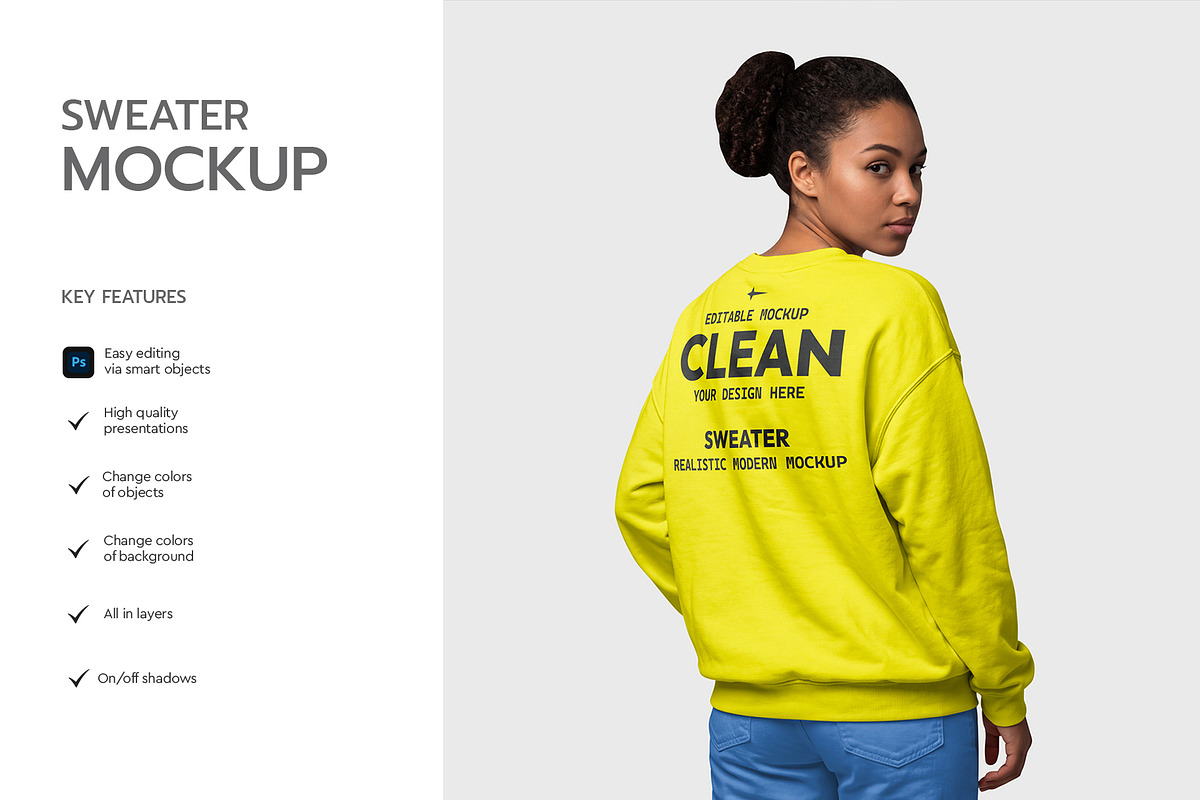 Women’s Sweater Mockup Template, a Hoody Mockup by graphypix (Photo 2 of 4)