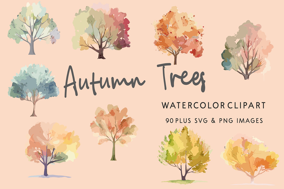 Autumn Trees Watercolor 90 SVG Image, a Seasonal Illustration by Image Design (Photo 5 of 5)