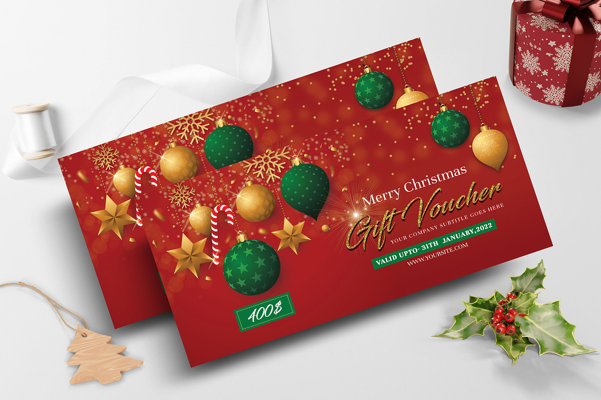 Christmas Gift Voucher Template, a Stationery Template by Ultimate Template Shop (Photo 3 of 3)