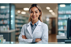 A smiling pharmacist or healthcare, a Health & Medical Photo by Igor Tichonow