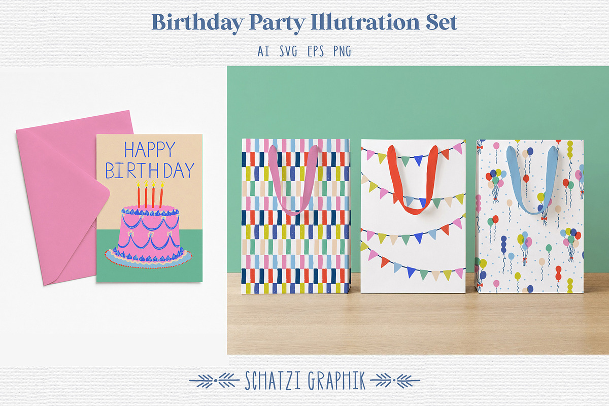 Birthday Party Illustration Set, an Object Illustration by Schatzi Graphik (Photo 2 of 7)