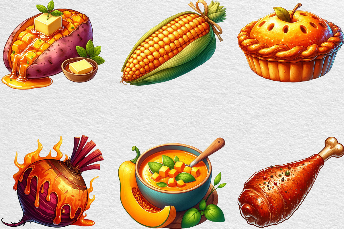 Watercolor Autumn Food Clipart, an Illustration by Black Bird Studio (Photo 4 of 6)
