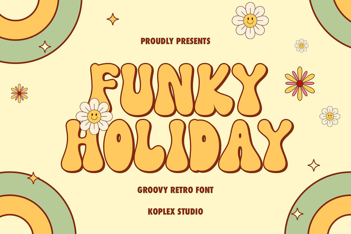 Funky Holiday - Groovy Retro Font, a Handwritten Font by Koplexs Studio (Photo 1 of 10)