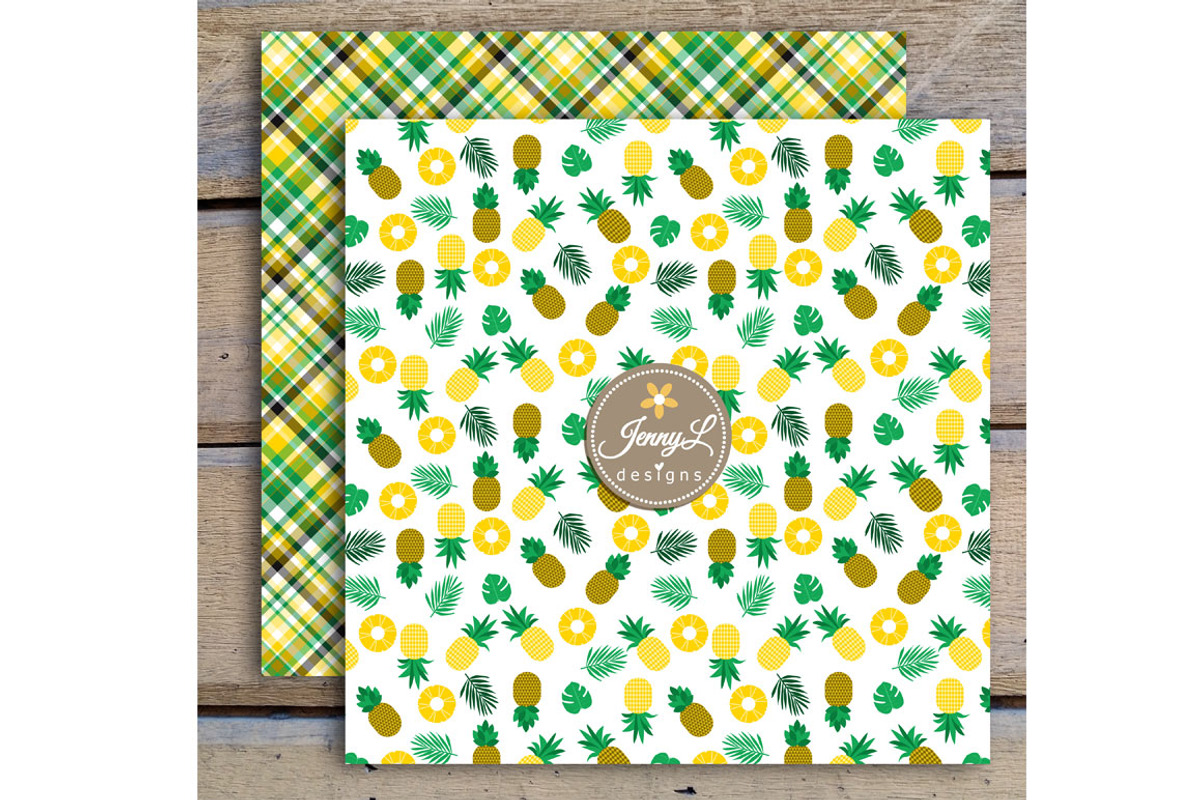 Pineapple digital Papers & clipart, a Pattern Graphic by JennyL Designs (Photo 3 of 5)