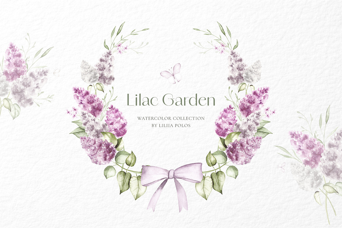 Lilac Garden Watercolor Collection, a Decorative Illustration by Liliia Polos Illustration (Photo 1 of 10)