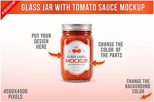 Glass Jar with Tomato Mockup PSD, a Packaging Mockup by Bruno's Shop
