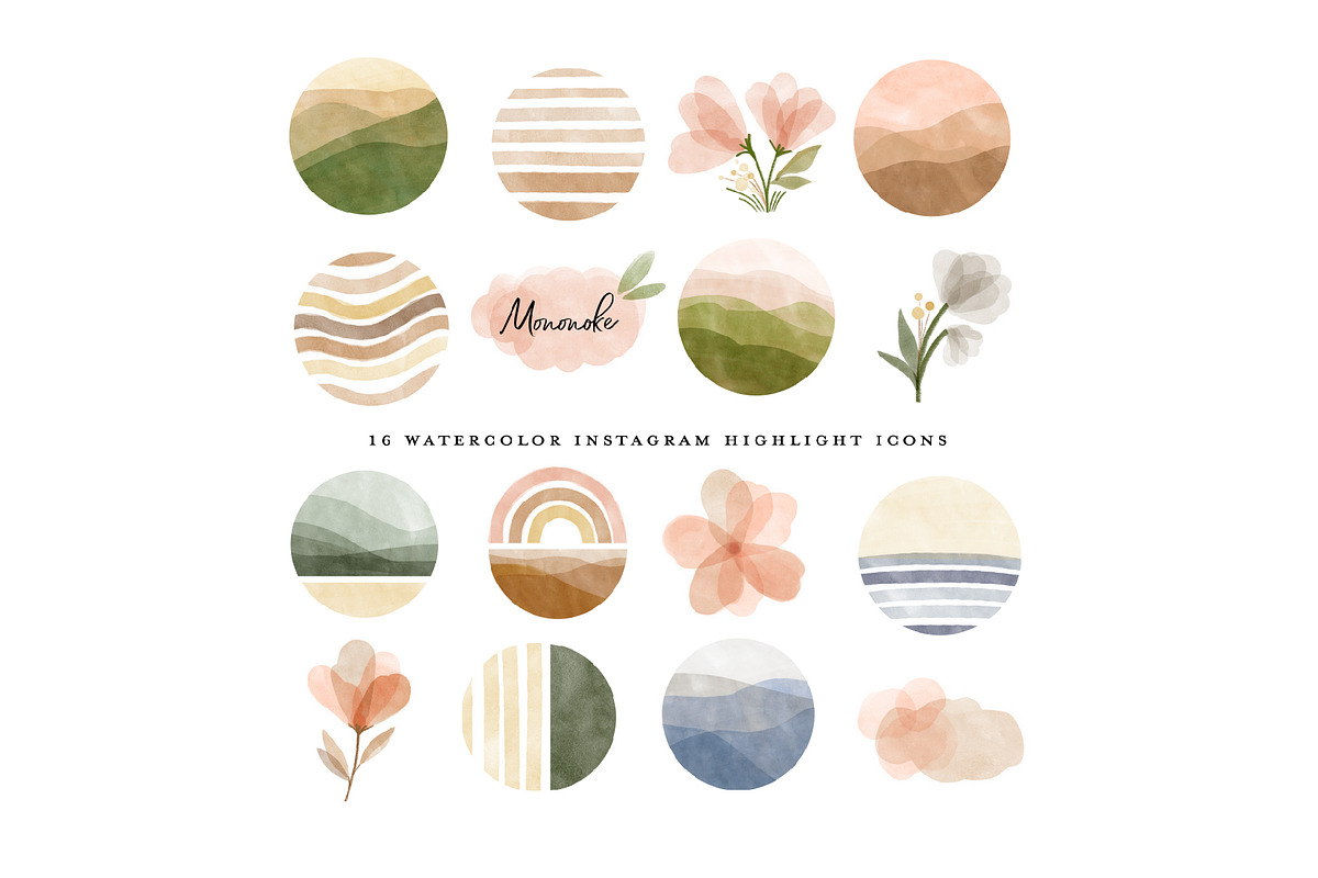 64 Watercolor Instagram Highlight, a Work Illustration by beatriceviyiwi (Photo 4 of 5)