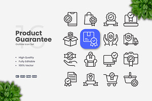 Product Guarantee Outline Icons, an Outline Icon by Upnowgraphic