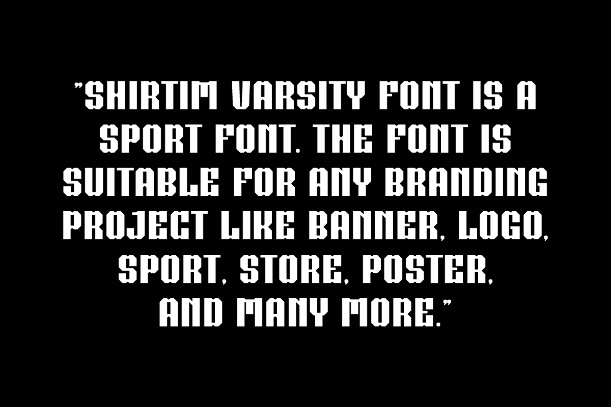 Shirtim Varsity - Sporty Font, a Sans Serif Font by Iqsiart Studio (Photo 5 of 7)
