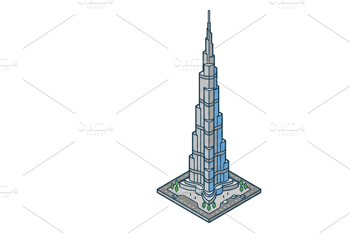 Burj Khalifa - Isometric 3D - PNG, an Object Illustration by Nurlan's shop (Photo 1 of 3)