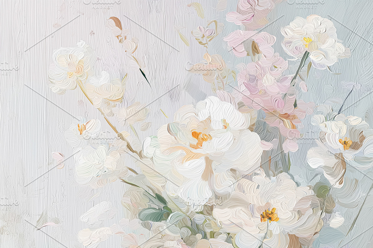 Floral artwork featuring an elegant pastel bouquet of white and, a Decorative Illustration by Studio ANNA
