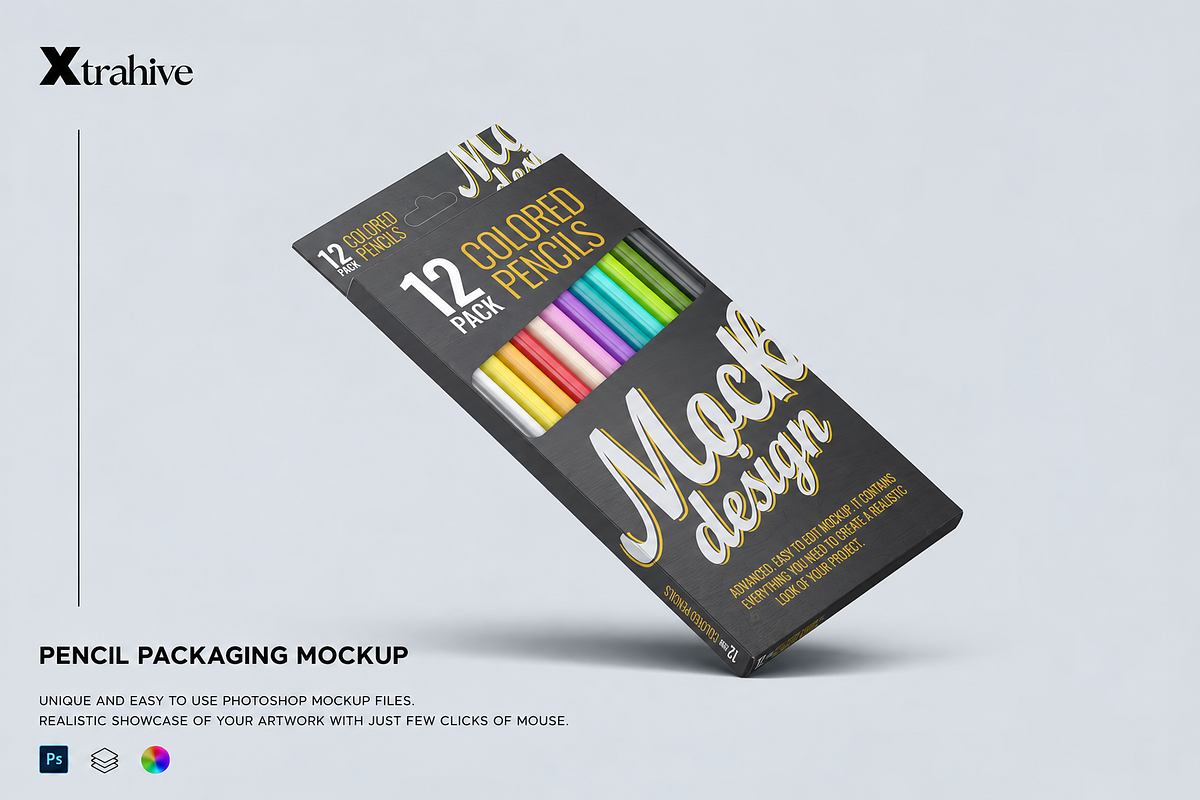 Colored Pencils 12 Pack Mockup, a Pens & Pencil Mockup by Xtrahive (Photo 1 of 2)