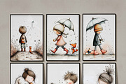 Whimsical Girl & Dog Love Clipart, a Graphic by one-touch (Thumbnail 6 of 16)