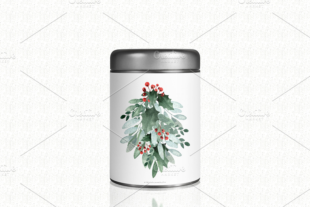 Watercolor Christmas Collection, a Decorative Illustration by MariaScaroniAtelier (Photo 5 of 11)