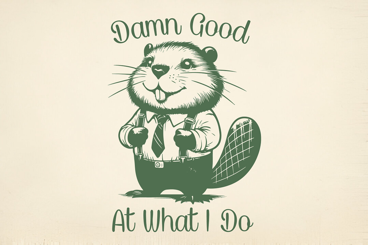 Hardworking Beaver Funny Quote, an Illustration by Pixels.Craft (Photo 1 of 7)